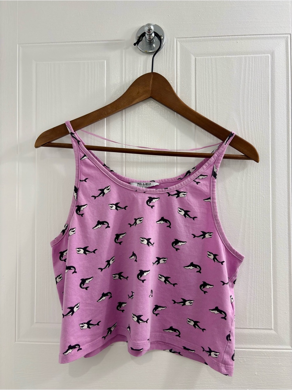 Pull&Bear Women’s Pink Orca Print Tank with Spaghetti Straps